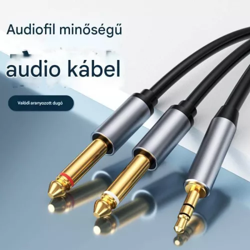 Thunder AU002-30 sztereo jelkábel (3,5 mm Jack - 2x 6,3 mm Jack) - (3 m)