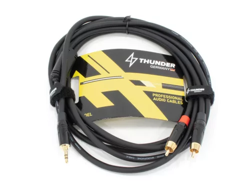 Thunder YC832-3 Sztereo jelkábel (3,5 mm Jack papa - 2x RCA papa) - (3m)