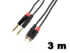 Thunder YC834-3 Sztereo jelkábel (2x 6,3 mm Jack papa - 2x RCA papa) - (3m)