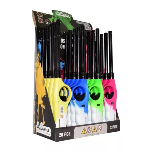 Adamo Gázgyújtó - utántölthető - több színben - 27 cm - 20 db / display, 56070L