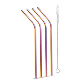   Family 57590 Rozsdamentes acél szívószál szett - titán szivárványos - 215 x 6 mm - 5 részes