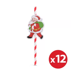   Family 57603D Papír szívószál - karácsony - 197 x 6 mm - 12 db / csomag