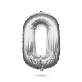  0-ás születésnapi szám fólia lufi - ezüst - 40", 58085-00