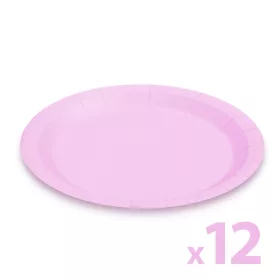   Family 58235C Papírtányér szett - rózsaszín - 23 cm - 12 db / csomag