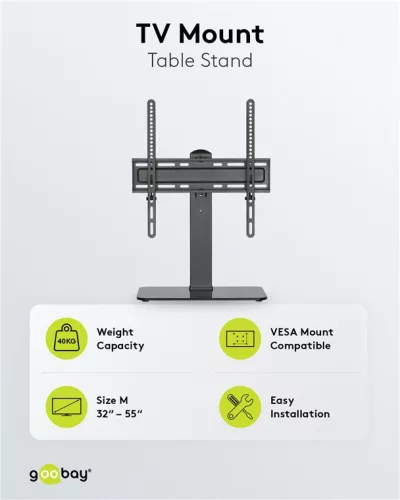 Goobay 58524, 32"-55" ( 81 - 140 cm)LCD TV Monitor asztali állvány tartó talp - Fekete
