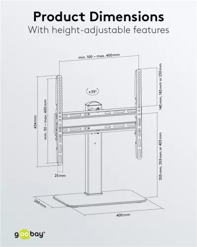Goobay 58524, 32"-55" ( 81 - 140 cm)LCD TV Monitor asztali állvány tartó talp - Fekete