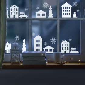   Family 58527B Karácsonyi ablakdekor - téli táj - 37,5 x 27 cm