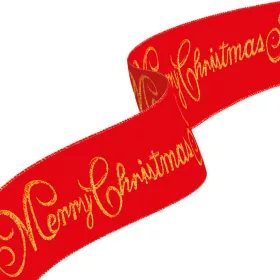   Family 58583 Karácsonyi szalag - piros - "Merry Christmas" - 60 x 8 cm