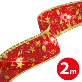   Family 58933A Karácsonyi LED-es szalag - piros - 2 m x 5 cm - 2 x AA