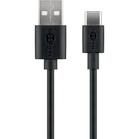  Goobay 59124 kábel USB/USB-C Adat és töltőkábel 3A, 2.0- fekete (3m)