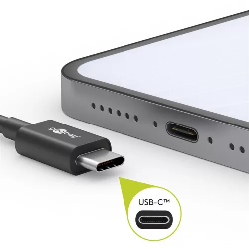 Goobay 59124 kábel USB/USB-C Adat és töltőkábel 3A, 2.0- fekete (3m)