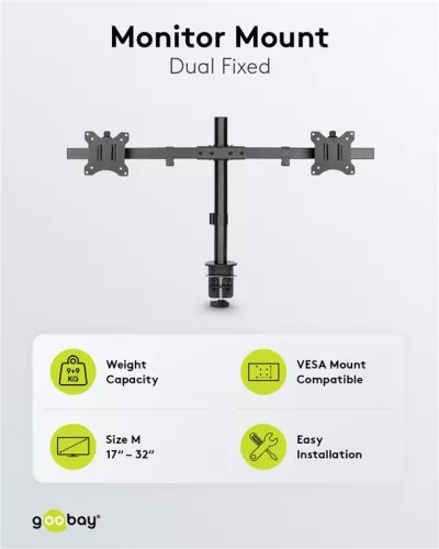 Goobay 59394 17"-32" (43 - 81 cm) LCD TV / Monitor asztali tartó kar - Fekete (2 kijelző)