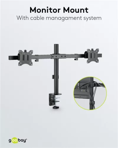 Goobay 59394 17"-32" (43 - 81 cm) LCD TV / Monitor asztali tartó kar - Fekete (2 kijelző)
