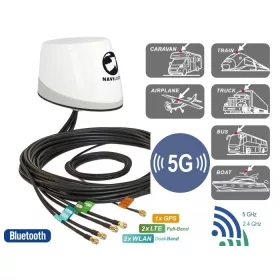   Navilock GNSS GALILEO GPS 5G LTE-MIMO WLAN-MIMO Antenna NL-400 RP-SMA hím 3,5 - 4 dBi omni tetőanten