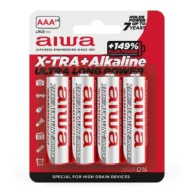   Aiwa AB-AAALR03/4 X-TRA + Kiváló Minőségű, Nagy Kapacitású, Alkáli elem AAA (LR03) 4db