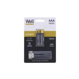   Well ACCU-10440/40C-BL2-WL AAA USB-C Micro-Akku 600mWh 2-USB-C® akku Lítiumion 400 mAh 1.5 V (2 db/csomag)