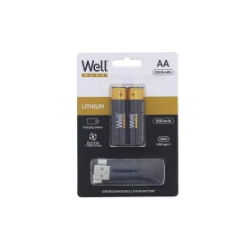   Well ACCU-14500/166C-BL2-WL AA USB-C -Akku 2500mWh 2-USB-C® akku Lítiumion 1660 mAh 1.5 V (2 db/csomag)