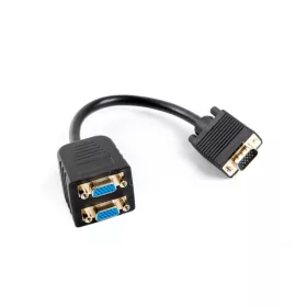 LANBERG VGA(M)->2X VGA(F) ADAPTER KÁBEL 20CM FEKETE