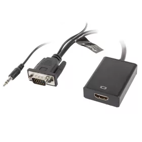   LANBERG VGA(M)+MINIJACK 3.5MM(M)->HDMI(F) ADAPTER KÁBEL 20CM FEKETE