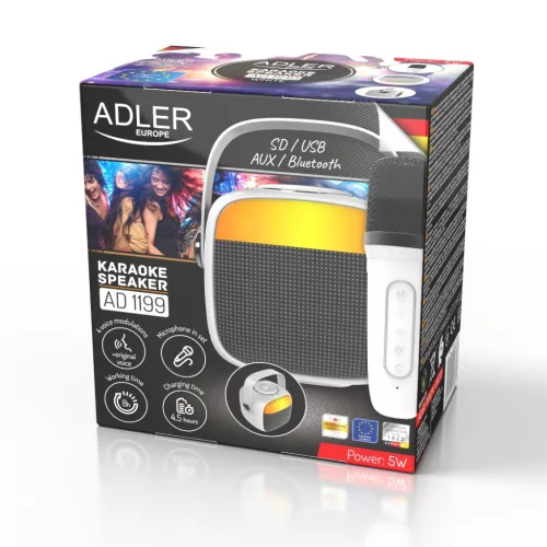 Adler AD1199w karaoke hangszóró mikrofonnal