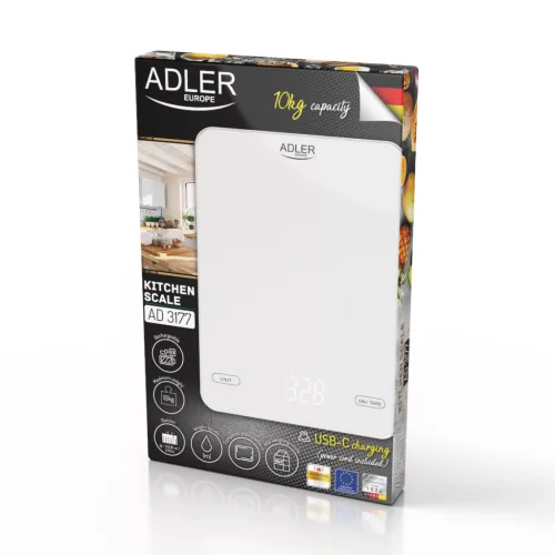 Adler AD3177w Konyhai mérleg, 10kg, Újratölthető