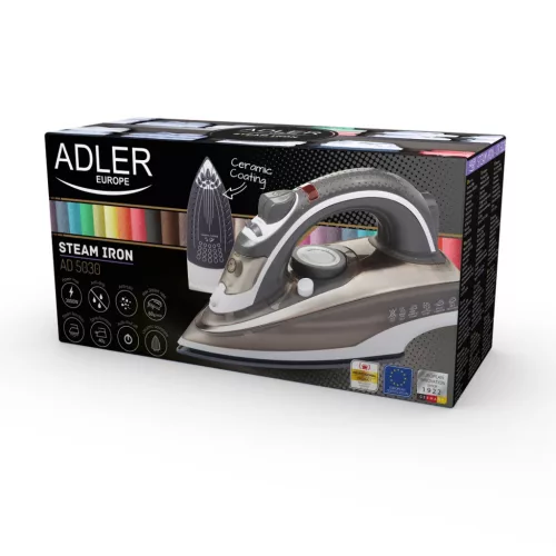 Adler AD5030 Vasaló kerámia talpbevonattal, 3000W, szürke