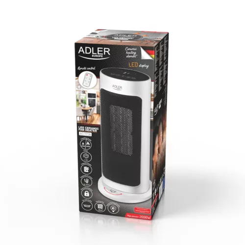 Adler AD7738 Kerámia torony hősugárzó , LED + időzítő