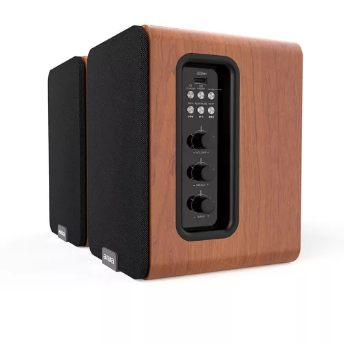 Aiwa ASP-A200BR Prémium aktív hangfal a zene szerelmeseinek és házimozi rajongóknak, barna színben