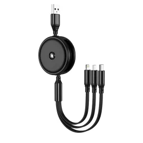   Jellico B19 3in1 USB kábel szett - micro USB / Lightning / USB-C 3.1A, 1,2m, fekete