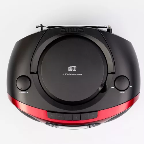 Aiwa BBTC-550RD Hordozható Retro Stílusú Kazetta, CD, MP3, USB, Bluetooth rádió, piros színben