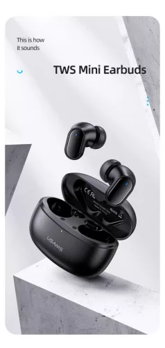 USAMS BHUBH01 mini bluetooth fülhallgató töltőtokkal, érintőgombos vezérléssel, BT.5.1
