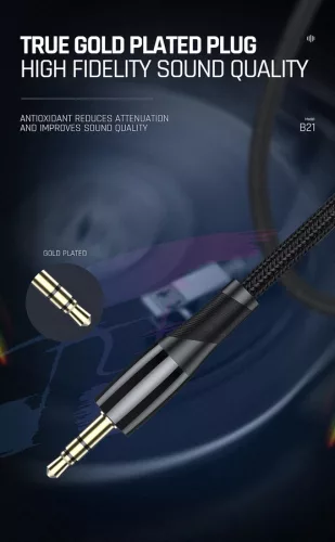 Jellico BM21B Audio Jack 3,5mm-USB-C kábel, 1,2m, fekete