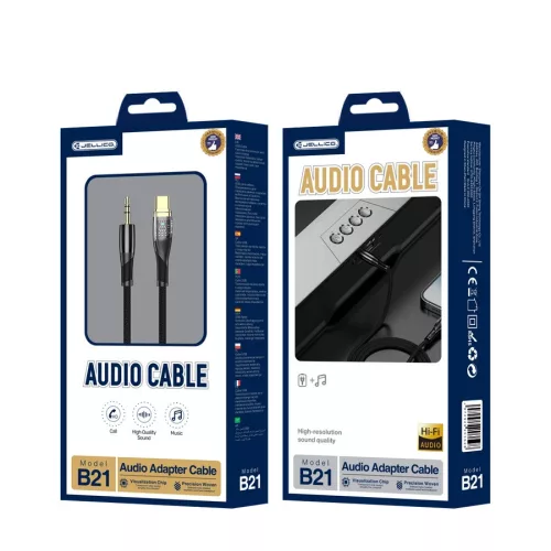 Jellico BM21B Audio Jack 3,5mm-USB-C kábel, 1,2m, fekete