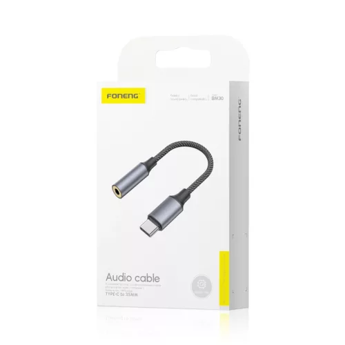 Foneng BM30C USB-C apa - 3.5mm Jack anya Adapter