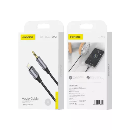 Foneng BM31 audio adapter, Lightning - 3,5 mm jack, 1m
