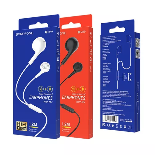 Borofone BM40 Sage fehér mikrofonos fülhallgató, headset 1377608