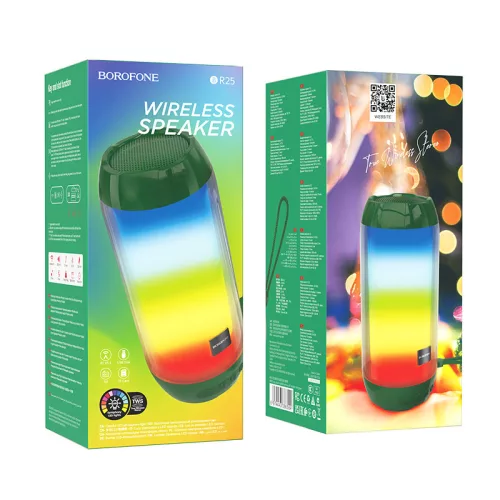 Borofone BR25 Zöld Bluetooth hangszóró, Led világítás