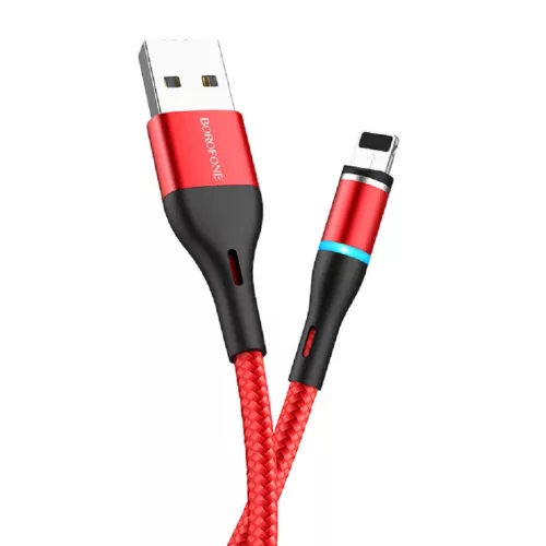 Borofone BU16 USB - Lightning mágneses kábel, 1,2m, 2,4A, piros