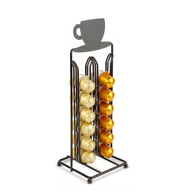   Bewello Fém kávékapszula tartó - 28 db Nespresso kapszulához - 125 x 115 x 340 mm - matt fekete (BW0998)