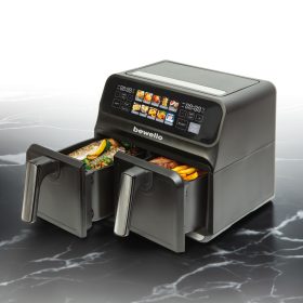   Bewello BW1002D Olaj nélküli fritőz - XXL - 230V - 2200W - dupla kosár, színes érintőkijelző - 4+4 L