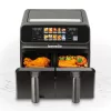 Bewello BW1002D Olaj nélküli fritőz - XXL - 230V - 2200W - dupla kosár, színes érintőkijelző - 4+4 L