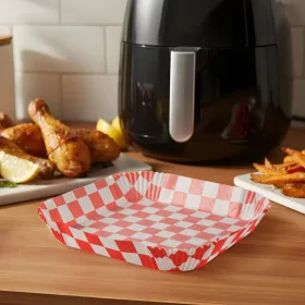   Bewello BW1030A Air fryer sütőpapír - olaj nélküli sütőhöz - kockás, négyzet - 20 cm - 50 db / csomag