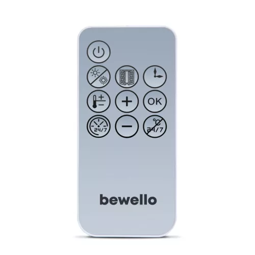 Bewello BW2104 Fali hősugárzó törölközőtartóval - 800/2000W - 240V - fehér