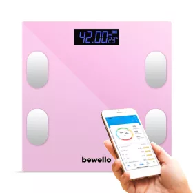   Bewello BW3015 Okos személymérleg - 180 kg - elemes - üveg