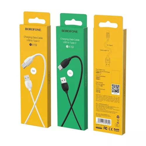BOROFONE USB töltőkábel type-C 1m BX19 BK
