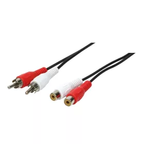   Logilink Audiokábel, 2x RCA/M - 2x RCA/F, fekete, 5 m (CA1037)