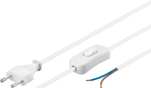 Well CABLE-PWSW-1XEU/2M-WE-WL Kapcsolós hálózati kábel szabad vezeték véggel 2 m, fehér