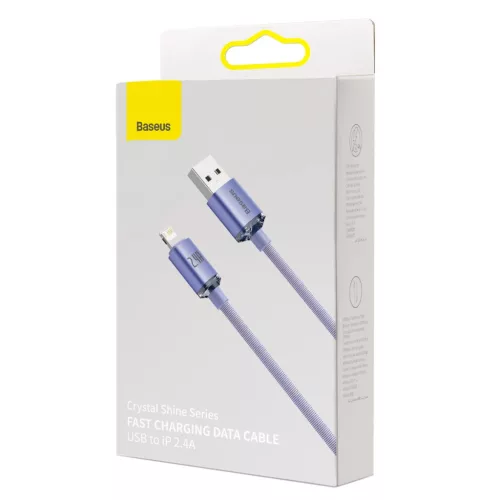 Baseus CAJY000005 Crystal Shine Series Fast Charging Data Cable USB-A apa 2.0 - Lightning apa Adat és töltőkábel - Lila (1.2m)