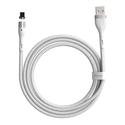 Baseus Lightning Mágnessel csatlakozó töltő kábel, 2.4A, 1m, fehér (CALXC-K02)