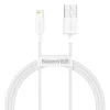 Baseus Lightning Superior Series kábel, Gyors töltés, Adatkábel 2.4A, 1m, fehér